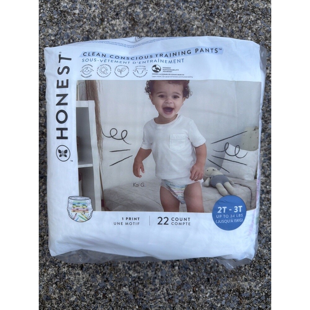 The Honest Co Clean Conscious Disposable Training Pants- Size 2T/3T - 22 Ct NEW